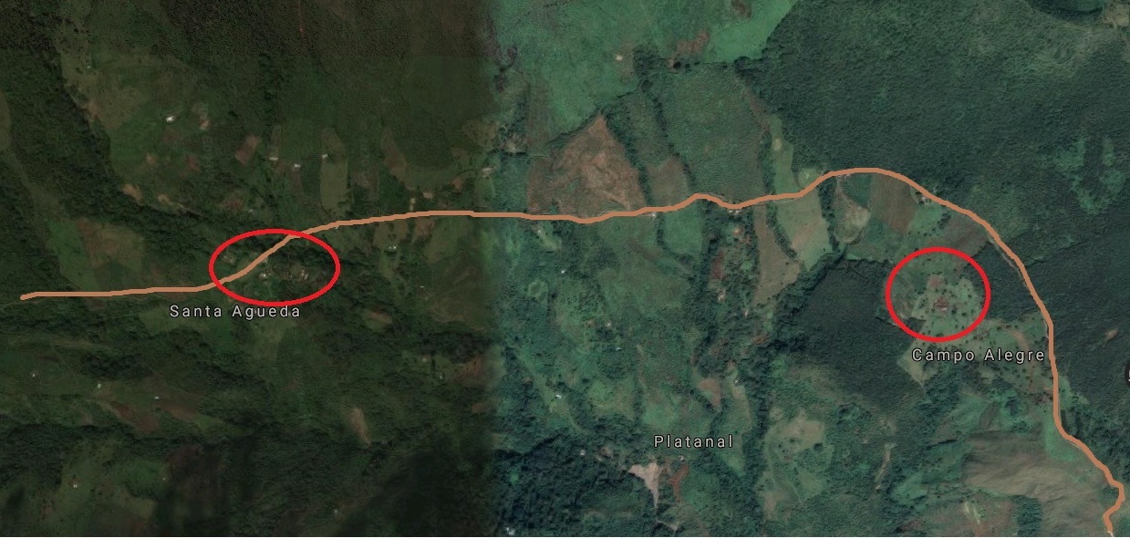 Ubicaci&oacute;n de la laguna (La Ci&eacute;naga) y de la
Vereda Santa Agueda, Peque