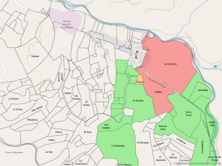  Plano catastral de la Florida 1996. 

Propiedades de Jos&eacute; Mar&iacute;a Zapata